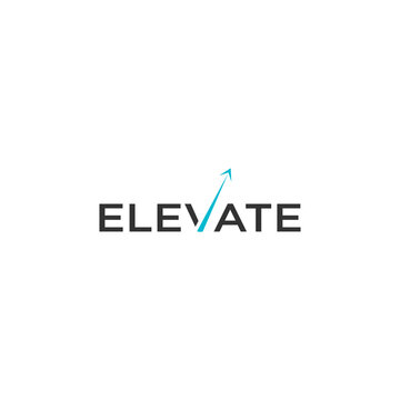 Elevate word logo with upward arrow graphic.
