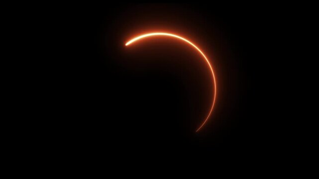 Neon glowing circular line background with rotating bright orange light effect for loading or streaming screens isolated on black backdrop seamlessly looping motion graphics background video footage.