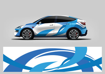Electric Blue Swirl Style Vector Racing Car Wrap Design © Lancar