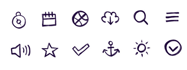 Fototapeta premium Set of flat colorful business and lifestyle icons in circle isolated on transparent background
