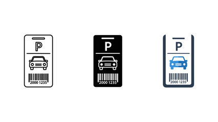 Car parking ticket icon with barcode transport transportation automotive location official identity © Nuyab Stock
