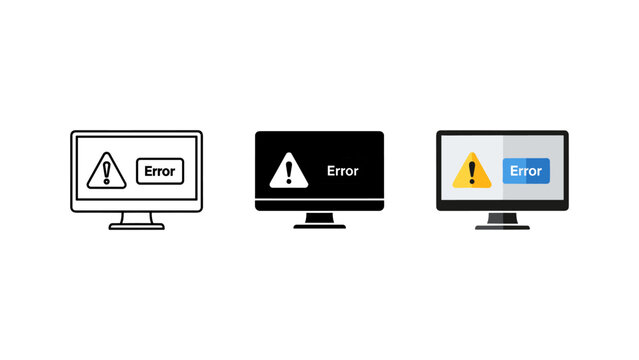 Computer screen displaying error message illustration with computer technology software notification illustration