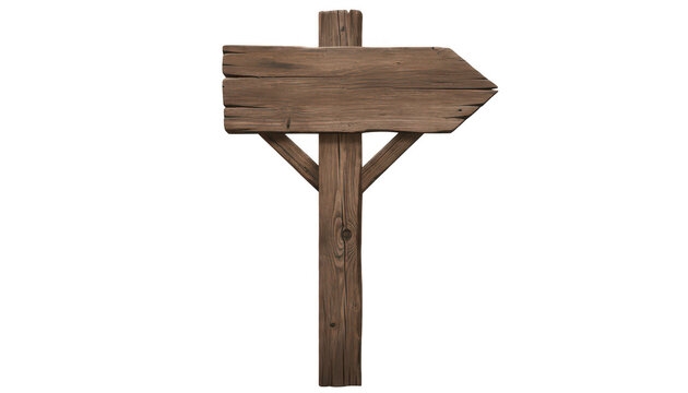 Old rustic wooden arrow sign post for directions