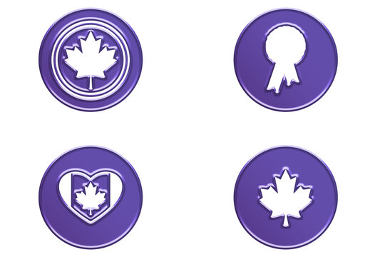 Purple Canadian maple leaf icons on transparent background