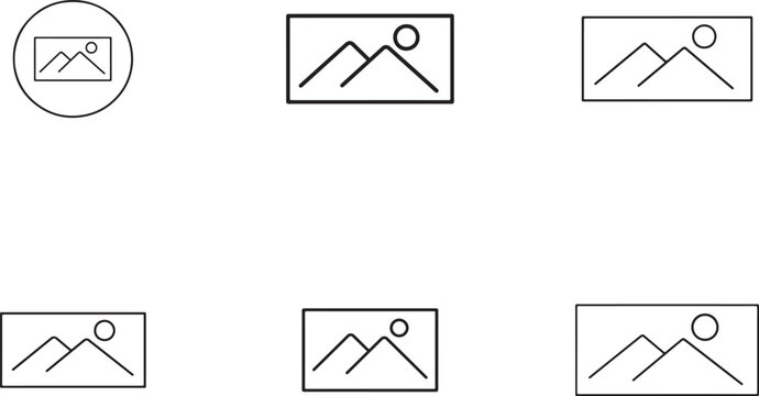 Gallery icon set with image, photo and picture symbols. Editable vector icons for apps and websites.