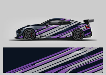 Fototapeta premium Car Wrap Vector Design with Purple and Grey Color Lines Style Futuristic Racing