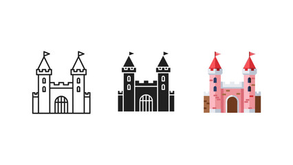 Medieval castle fortress vector icon set with fortress medieval building architecture illustration structure © Nuyab Stock