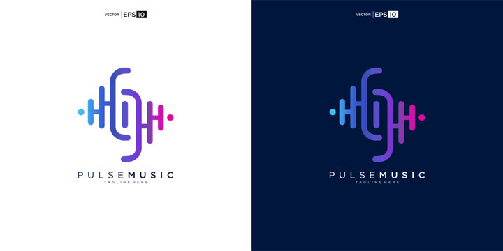 Pulse Music Logo with Sound Wave.