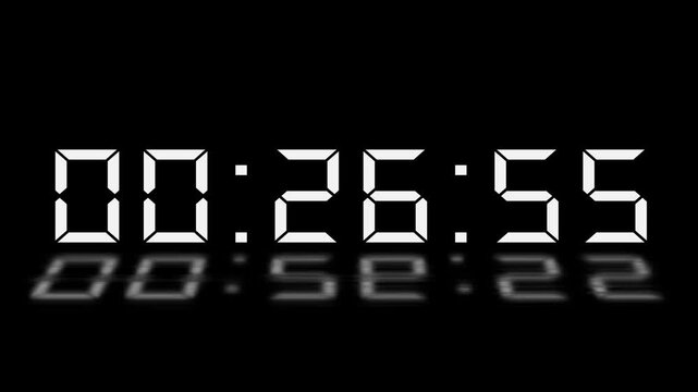 27 minute countdown timer animation. Countdown timer from 1620 to 0 animation on white background. 27 minute Digital Countdown Timer Animation. 4k motion video.