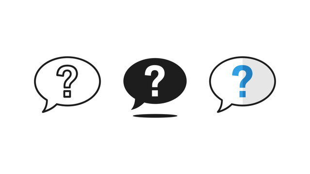 Question mark speech bubble icon set with question communication thinking interface template minimalist customer