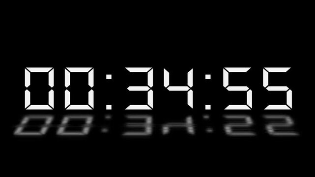 Digital 35 minute Countdown. Digital 35 to 34 minute Countdown timer on black background. Digital Countdown timer from 35 minute to 34 minute suitable for presentations, educational 4k video