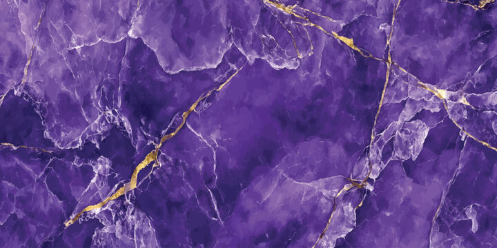 Luxurious purple marble slab texture with golden veins background interior architecture polished backdrop material abstract construction structure detailed creative precious contrast