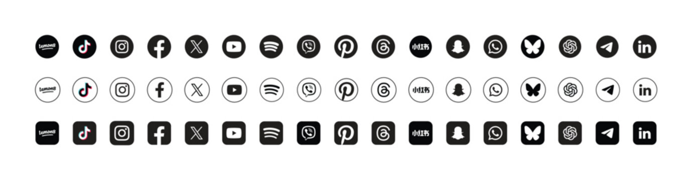 popular social media logos vector icon set of for editorial use	
