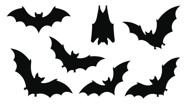 Flying Bat Silhouette Vector Set