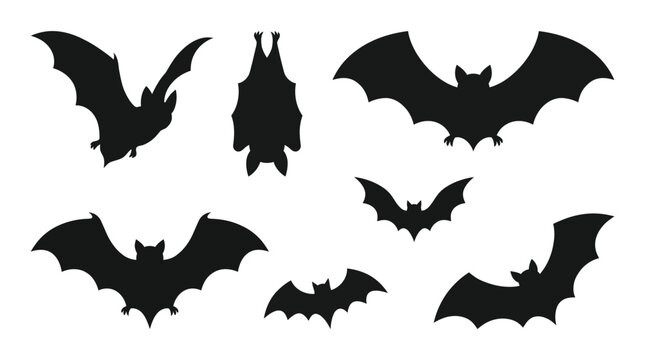 Flying Bat Silhouette Vector Set
