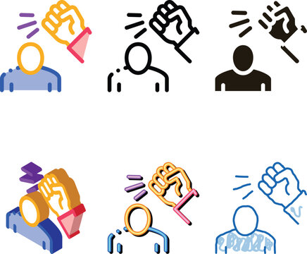 beating man stylized icon vector. beating man sign. color symbol