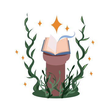 Magical Book T-Shirt Design | Fantasy Reading and Botanical Illustration