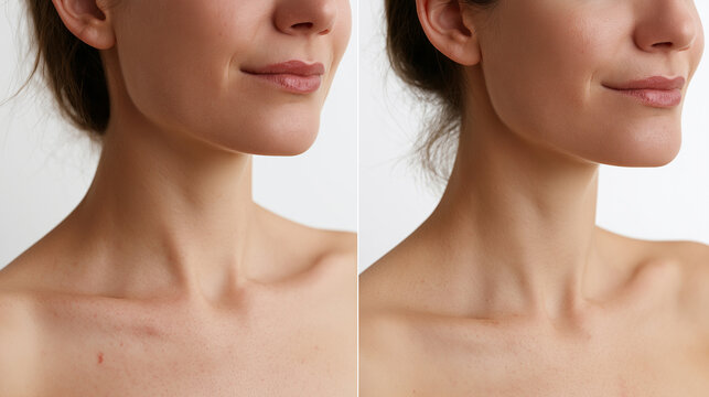 Before and After Body Acne Treatment Comparison, Clear Healthy Skin Recovery, Professional Dermatology Care Concept
