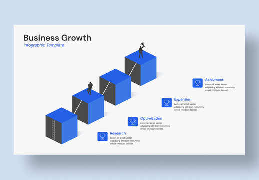 Minimal Business Growth Infographic Template with 4 Steps Blocks
