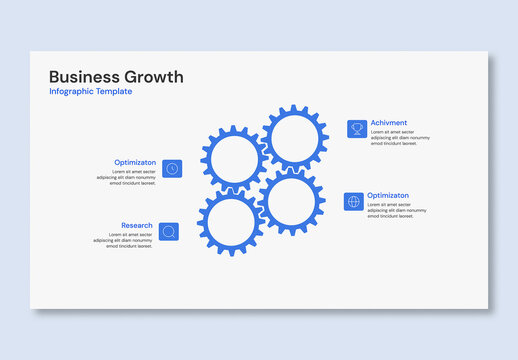 Business Growth Infographic Template with 4 Connected Gears