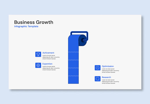 Minimal Business Growth Infographic Template with Creative Paper Roll Concept