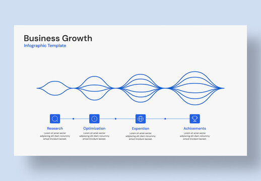 Business Growth Infographic Template with 4 Steps Wave Line Chart