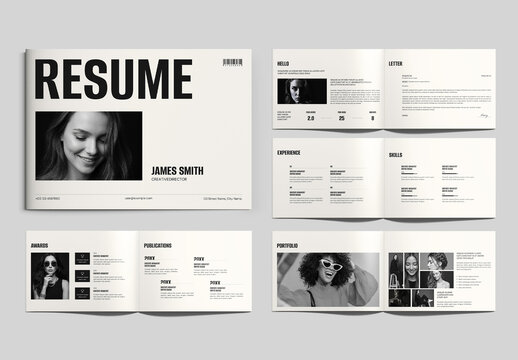 Resume Booklet Template Landscape