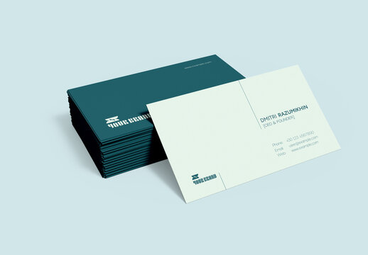 Minimal Business Card Template with Teal and Sage Green Accents