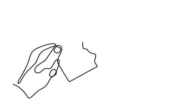 Animated self drawing of continuous line draw of  Human hands tearing dollar banknote in half symbolizing financial loss or economic crisis concept for business news Full length one line animation. 4K