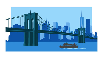 Obraz premium Brooklyn Bridge and Manhattan Skyline, New York City, USA