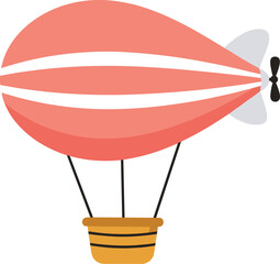 Flat Airship Blimp Vector Illustration with Passenger Basket Isolated on White Background © LatifunNahar