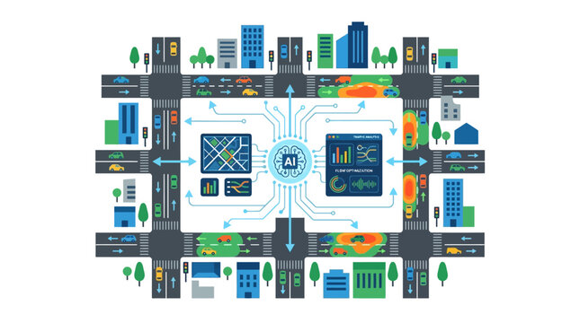 AI Traffic Management System: Smart City Intersection Control, Futuristic Urban Planning