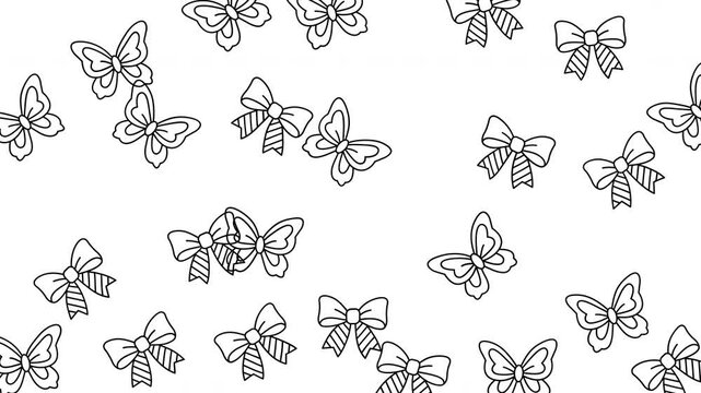 Many black white cute flying butterflies simple patterned decorative gift ribbon bows.