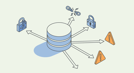 Database security threats and protection concept. © Malikmagak