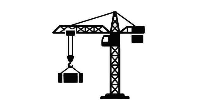 Vector illustration of construction crane icon on a transparent background