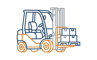 Forklift with Boxes Outline Icon © ajeng