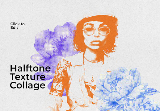 Halftone Texture Collage Photo Effect