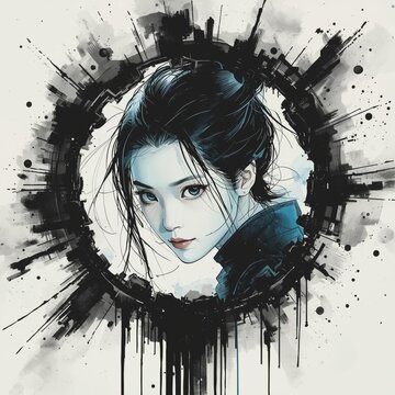 穴から覗き込む女性