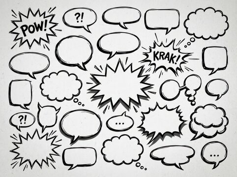 Comic book speech bubbles and sound effects illustrations fill the page