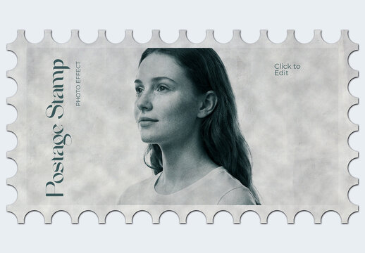 Vintage Postage Stamp Portrait Photo Effect