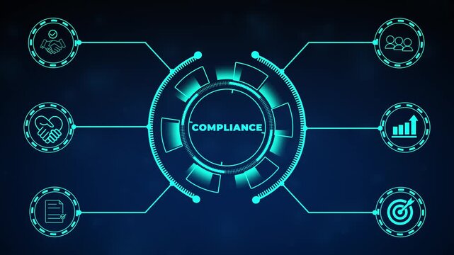 Compliance and regulation concept. Enforcement of laws, regulations, and standards, requirements, internal policies and procedures. Minimize legal and financial risks, protect corporate reputation.