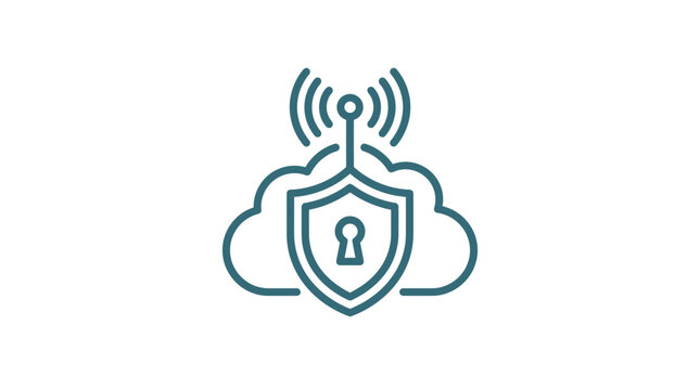 A minimalist icon representing secure cloud computing and data protection