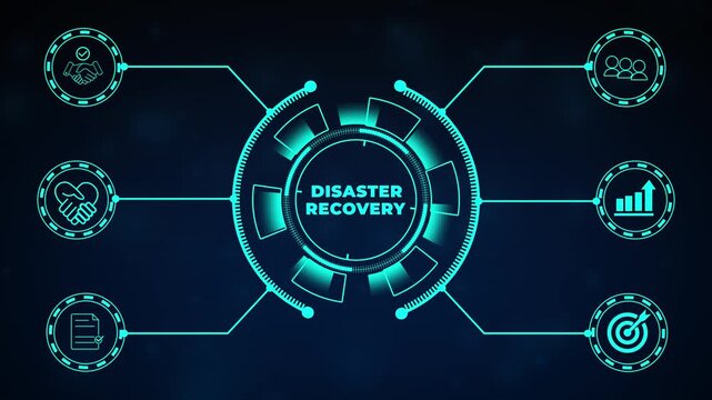 Disaster recovery concept. Restoring critical systems and data, backup and restoration procedures, proactive planning to mitigate risks and protect against potential disasters. IT system protection.