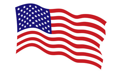 Obraz premium Waving American flag with stars and stripes. National flag of america on white background. For 4th of July Independence Day, Memorial, Veterans Day, patriotic banner design. Vector illustration