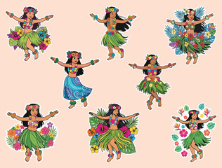 YOUNG HAWAIIAN GIRL DANCING STICKER © Toseef