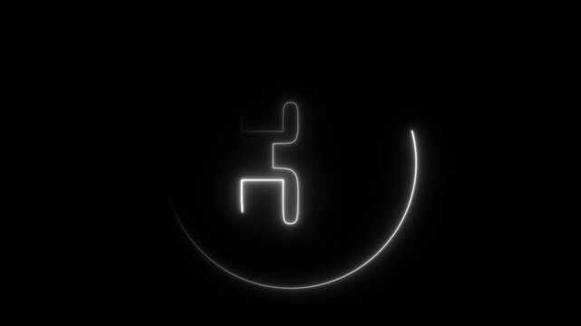 Glowing neon 1 to 10 seconds countdown timer, Neon Countdown icon animation on black background, 4k video