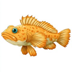 Fototapeta premium Orange Spotted Rockfish Illustration Isolated On White Background