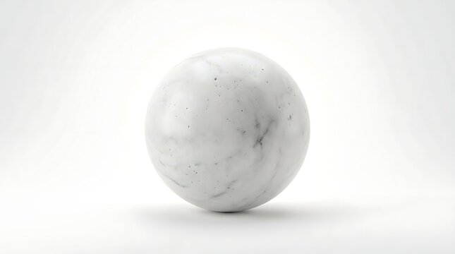 Single white marble sphere on white background.