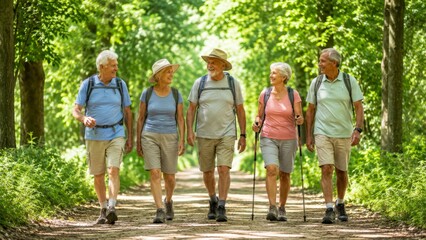 Fototapeta premium Active Senior Friends Walking Together