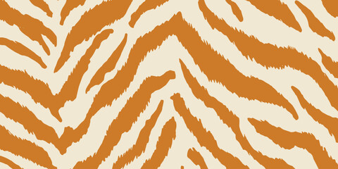 Seamless tiger stripe pattern in rustic orange and cream colors. © Ayat